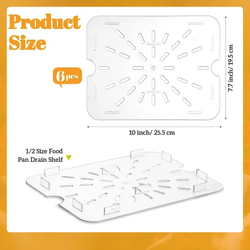 Vista 3 de Zubebe 6 piezas de estante de drenaje de plástico para tamaño bandeja de alimentos transparente rejilla de plástico acrílico bandejas de drenaje
