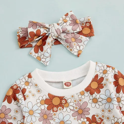 Vista 2 de Engofs Conjunto de ropa de 3 piezas para bebé recién nacida para otoño e invierno