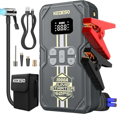 Vista 9 de Arrancador de coche con compresor de aire Batería Arrancador portátil Orange