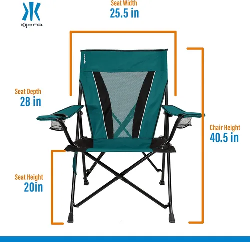 Vista 2 de Kijaro Silla de camping portátil XXL de doble bloqueo, soporta hasta 400 libras, disfruta del aire libre en una silla plegable versátil, silla