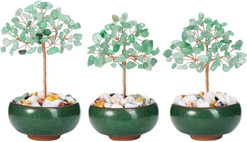 Vista 3 de Top Plaza Árbol de cristal curativo de aventurina verde, piedra preciosa natural, árbol bonsái de cristal Feng Shui, oficina en casa