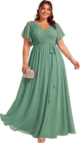 Vista 8 de Ever-Pretty Plus Vestidos de dama de honor formales de gasa para mujer Negro
