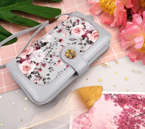 Vista 7 de Coco Rossi Billeteras para mujer con múltiples tarjetero, cartera de embrague, tarjetero, organizador de tarjetas para mujer con correa