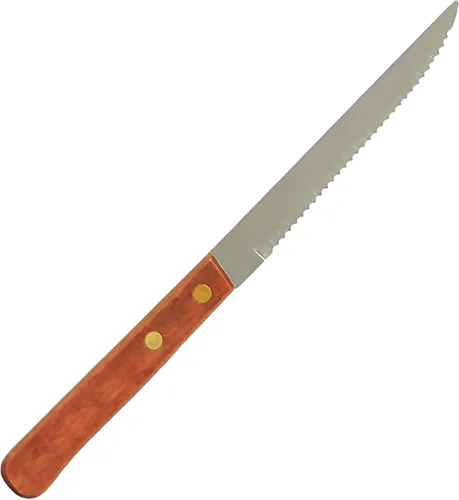 Vista 3 de TrueCraftware - Juego de 12 cuchillos de carne de punta puntiaguda de acero inoxidable de 4-1/2 pulgadas con mango de madera - Cuchillos para carne