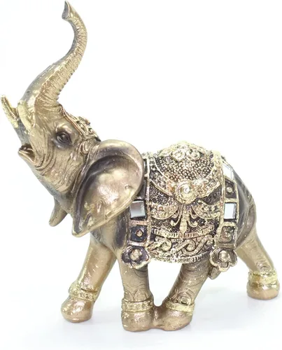 Vista 6 de Feng Shui - Estatua de tronco de elefante de latón, figura de la suerte, regalo para el hogar (2 unidades)