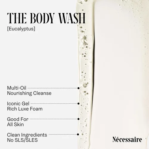 Vista 4 de Nécessaire The Body Duo (Eucalipto) Set de regalo para el cuidado de la piel para mujeres + hombres, The Body Wash 16.9 onzas + The Body Lotion 15.2