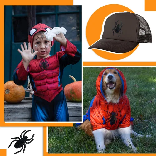 Vista 6 de Parches bordados de araña para planchar - Apliques de araña negra para disfraz de Halloween (12)