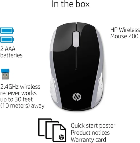 Vista 4 de HP Ratón inalámbrico 200 (negro/plata, 2HU84AA)