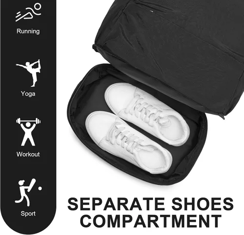 Vista 3 de seyfocnia Mochila de gimnasio, pequeña bolsa de gimnasio con compartimento para zapatos, mochila de viaje ligera y expandible para entrenamiento