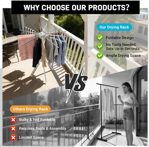 Vista 3 de Tendedero plegable para ropa con ruedas, con 16 brazos, estante de secado de ropa plegable para guardar la ropa, trípode, tendedero para ropa