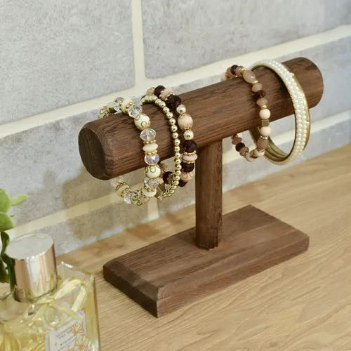 Vista 7 de Mostrador de pulseras hecho de madera con diseño antiguo marca Ikee 7 78" largo x 2 78" profundidad x 5 12" altura