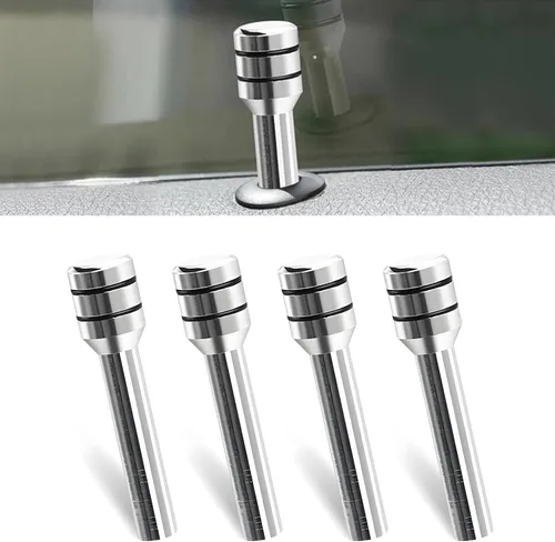 Vista 8 de Paquete de 4 pomos para cerradura de puerta de automóvil, 1.93 x 0.47 pulgadas, pasadores personalizados para cerradura de puerta interior, Negro