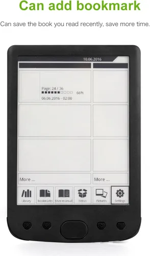 Vista 4 de Lector de libros electrónicos de 8 GB, lector de libros de pantalla eInk de 6 pulgadas, batería de 2500 mAh, lector de libros eléctrico portátil