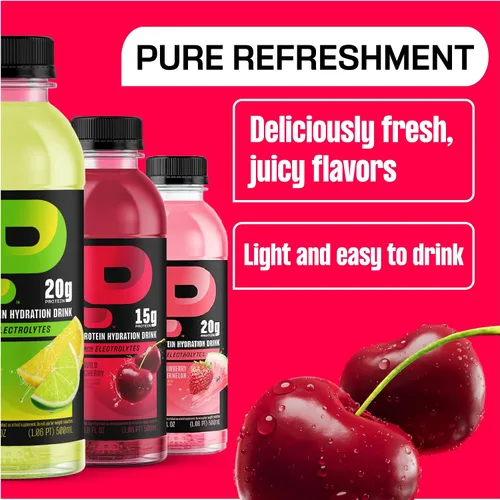 Vista 5 de Protein2o - Bebida a base de agua con infusión de 15 gramos de proteína de suero, sabor cereza, botella de 16.9 oz (paquete de 12)