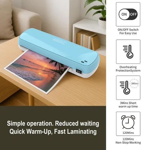 Vista 2 de Suntiko Máquina laminadora con 10 hojas, calentamiento rápido para documentos y fotos A4/A5/A6, oficina, escuela, uso doméstico, suministros
