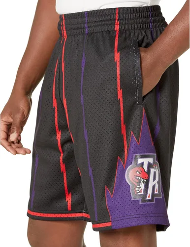 Vista 3 de Mitchell & Ness NBA Reload Swingman Shorts Raptors 1998 Negro XL, Negro/Violeta