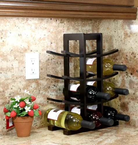 Vista 4 de Oceanstar WR1132 Estante de vino de bambú para 12 botellas, color espresso oscuro