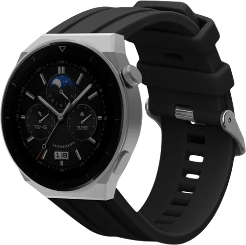 Vista 8 de kwmobile Correa compatible con Huawei Watch Ultimate / GT3 Pro de 1.811 in - Correa de reloj de silicona de repuesto - Negro