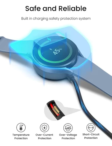 Vista 3 de Sinoacc Cargador para Samsung Galaxy Watch Ultra/7/6/6 Classic/5/5 Pro/4/4 Classic/3/Active 2/Active 1/FE Cable de carga inalámbrico magnético USB