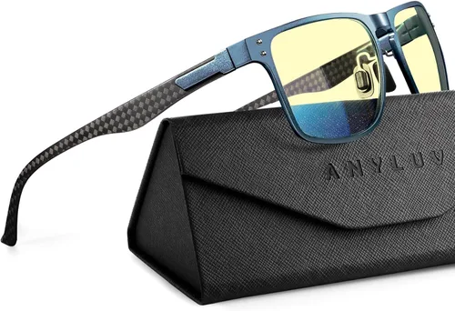Vista 30 de ANYLUV Blue Light Glasses Men, Carbon Fiber Working Blue Light Blocking Glasses Relieve Eyestrain for Men Women