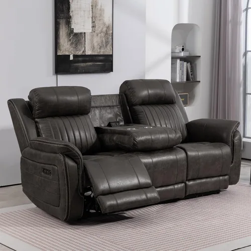 Vista 9 de Zero Gravity - Sofá biplaza reclinable eléctrico con reposacabezas ajustable, sofá reclinable eléctrico con consola, sofá reclinable eléctrico