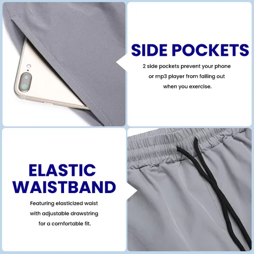 Vista 5 de COOFANDY - Paquete de 2pantalones cortos de entrenamiento para hombre, diseño con bolsillos, de secado rápido, para fisicoculturismo, levantamiento