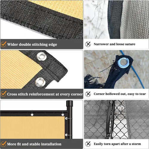 Vista 5 de Winpull Rejilla para valla de privacidad de 4 x 50 pies, resistente 170 GSM, malla de privacidad para eslabones de cadena y valla de madera