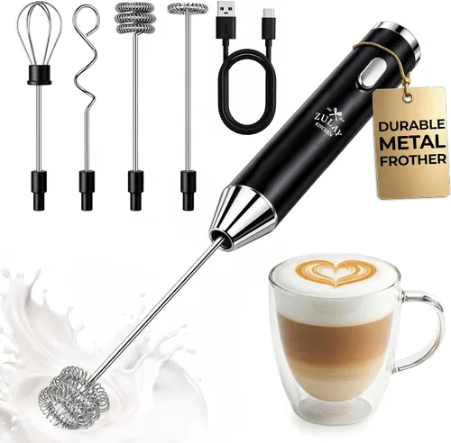 Vista 54 de Zulay Milk Boss Espumador de leche potente manual, hace espuma para latte, batidor para mezclar bebidas, café, miniespumador para capuchino, frappé