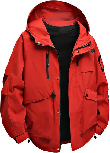 Vista 9 de Chaqueta de esquí impermeable para hombre, resistente al viento, abrigo de invierno con forro polar con capucha para escalar y romper el viento