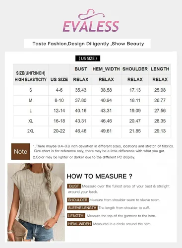 Vista 6 de EVALESS Camisetas de manga corta con textura para mujer, cuello redondo, lisas, holgadas, casuales, básicas
