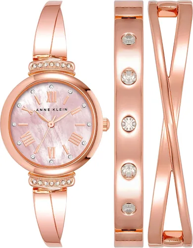 Vista 20 de Anne Klein AK/2245 - Juego de reloj de pulsera con detalles de cristal prémium para mujer