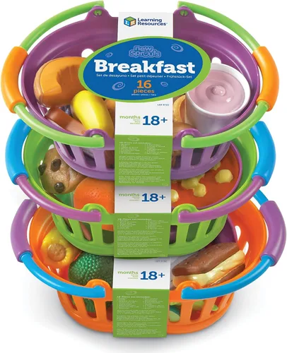 Vista 6 de Learning Resources Paquetes de desayuno, comida y cena de juguete New Sprouts, 3 juegos, alimentos de juguete para niños, de 2 años en adelante