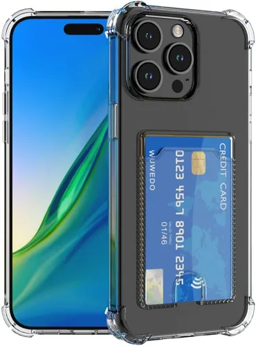 Vista 10 de Funda transparente para tarjetas para iPhone 13, funda protectora a prueba de golpes de TPU delgada con tarjetero compatible con MagSafe