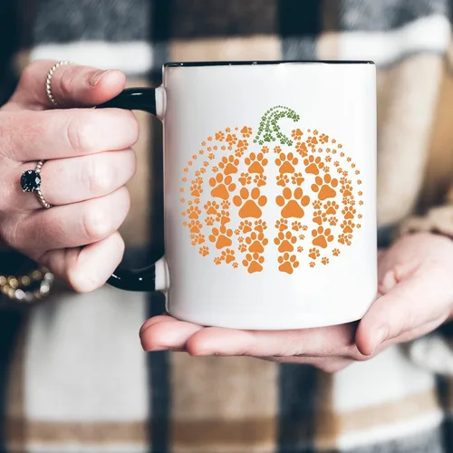 Vista 2 de Taza de Halloween Paws y calabaza para la temporada espeluznante, idea de regalo para Halloween y para los amantes de los perros