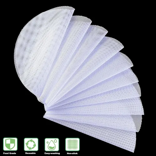 Vista 2 de 8 revestimientos redondos de silicona para vaporizar, alfombrilla de malla antiadherente de silicona de 11 pulgadas, almohadilla de bambú