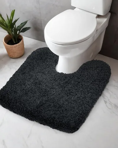 Vista 8 de Disolla Alfombra de inodoro en forma de U, color beige, 23 x 24, lavable a máquina, antideslizante, alfombra de piso de inodoro de felpa suave