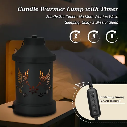 Vista 5 de Lámpara calentadora de velas con temporizador - Regalos de Navidad para mujeres y mamás, regalos para inauguración de casa y nueva decoración