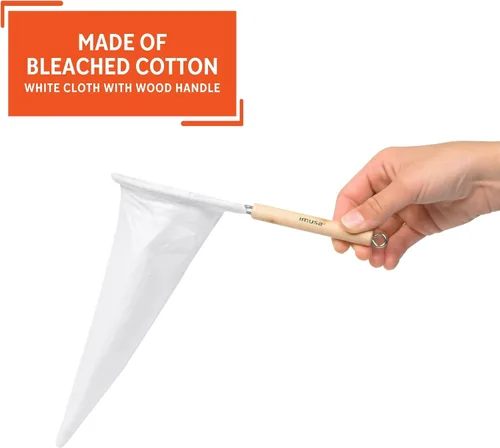 Vista 3 de Imusa USA J100-4-50 Colador de tela de café con mango de madera, blanco, 1 unidad (paquete de 1)