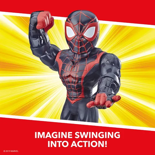 Vista 4 de Playskool Heroes Mega Mighties Marvel Super Hero Adventures Web Warriors Paquete de 3, Spider-Man, Kid Arácnido, Rinoceronte de Marvel, figuras