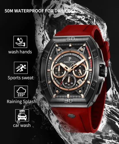 Vista 4 de Paras Crown - Reloj militar para hombre, movimiento japonés, impermeable, deportivo