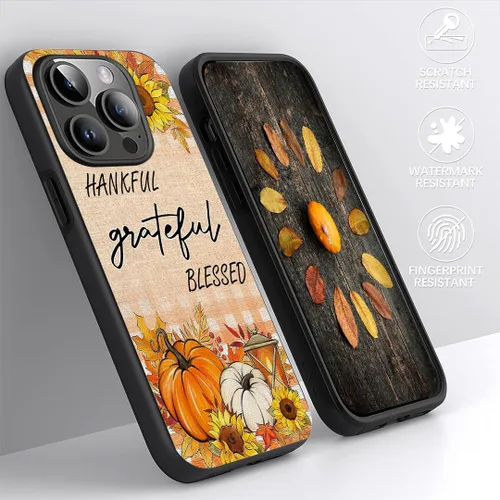 Vista 4 de Thankful Grateful Blessed Pumpkin Sunflower Maple Leaves Funda de teléfono para iPhone 16 15 14 13 12 11 Pro Max Galaxy S25 S24 S23 S22 S21 FE Note