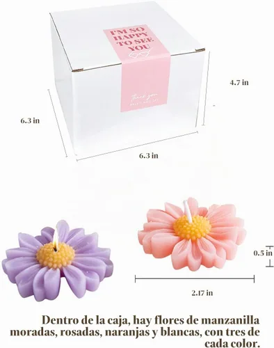 Vista 2 de Velas de colores flotantes de manzanilla, velas grandes perfumadas románticas de 2 pulgadas para jarrones cilíndricos, centros de mesa en bodas