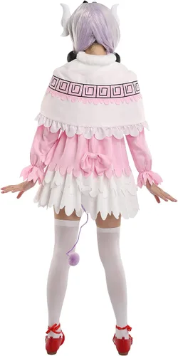 Vista 4 de Haikyuu - Disfraz de anime para mujer, vestido de sirvienta rosa
