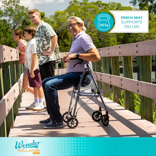 Vista 4 de Stander Wonder Andador Plus, Andador plegable de movilidad rodante ligero, Andador EZ Fold-N-Go para personas mayores y adultos, ruedas de 6