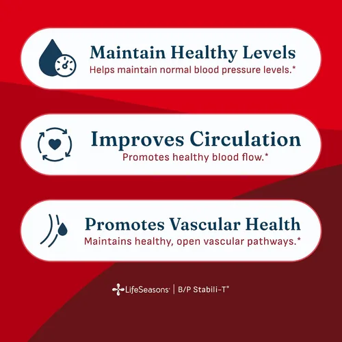 Vista 2 de LifeSeasons B/P Stabili-T - Apoya la salud cardiovascular y la circulación de la sangre - con Ashwagandha, baya de espino - 120 cápsulas