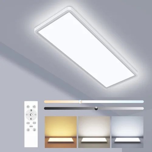 Vista 10 de zemty Luz LED de panel plano con control remoto de 22.8 x 7.8 pulgadas, 32 W, 3500 lúmenes, temperatura de color 3000 K-6500 K, lámpara de techo