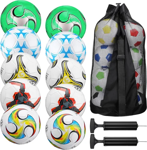Vista 11 de Libima 13 Piezas Pelotas de Fútbol a Granel 10 Piezas Pelota de Fútbol Oficial con 2 Bombas y Bolsa de Transporte Entrenamiento Interior y Exterior