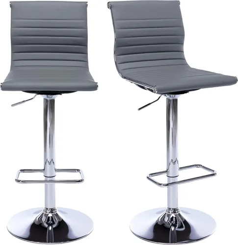 Vista 22 de chairus Juego de 2 taburetes de bar giratorios modernos, taburetes de bar ajustables con altura de mostrador, taburetes de piel sintética sin brazos