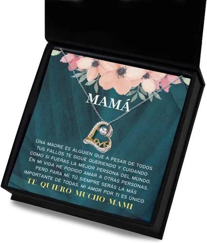 Vista 3 de Collar para mamá con mensaje personalizado, regalo de aniversario de boda o Navidad, cadena de mujer