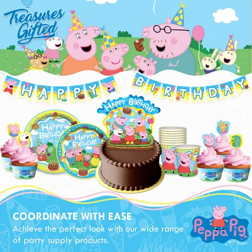 Vista 5 de Treasures Gifted Decoraciones de cumpleaños con licencia oficial de Peppa Pig – Paquete de 3 manteles rectangulares grandes de 54 x 108 pulgadas
